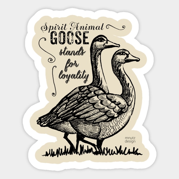 Spirit animal - Goose - black Sticker by mnutz